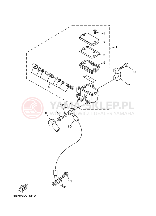 Schemat "Pompa hamulcowa przednia" do Yamaha XVS650A DRAGSTAR CLASSIC