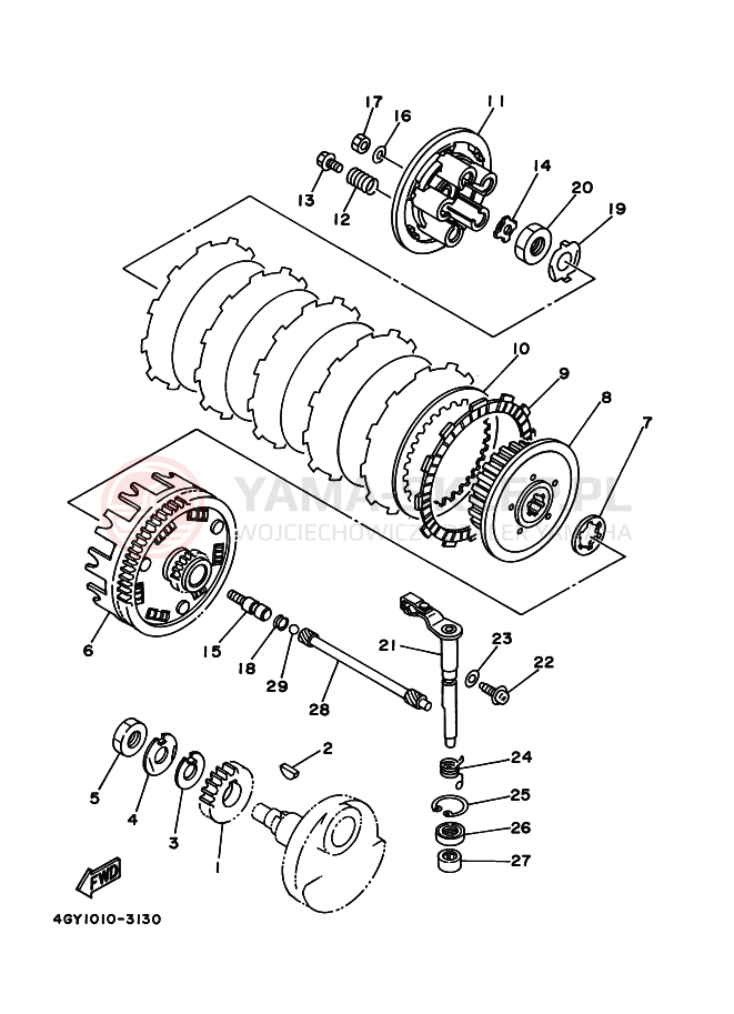 Schemat "sprzęgło" do Yamaha TT250R