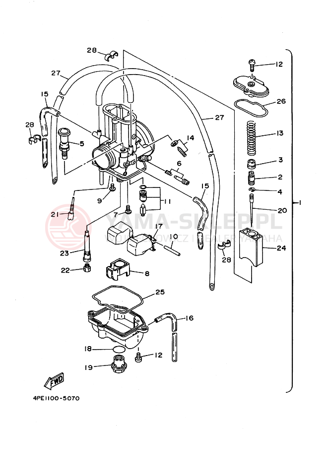 Schemat "Gaźnik" do Yamaha YZ125