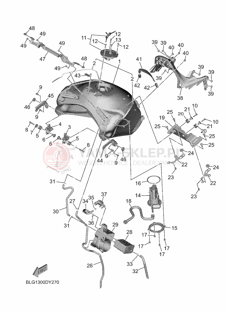 Schemat "zbiornik paliwa" do Yamaha TRACER 9 GT+