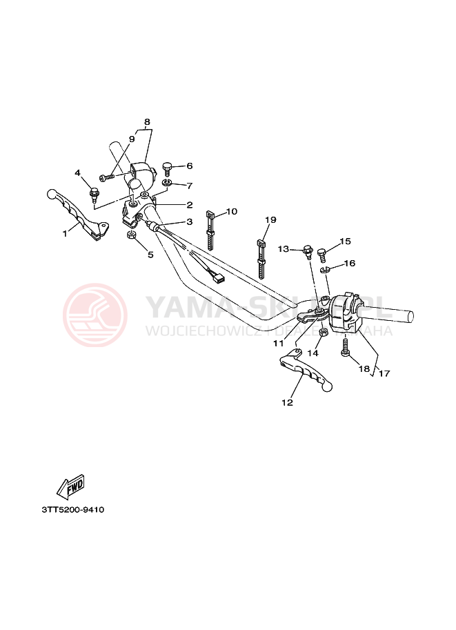 Schemat "Kierownica i osprzęt" do Yamaha DT125