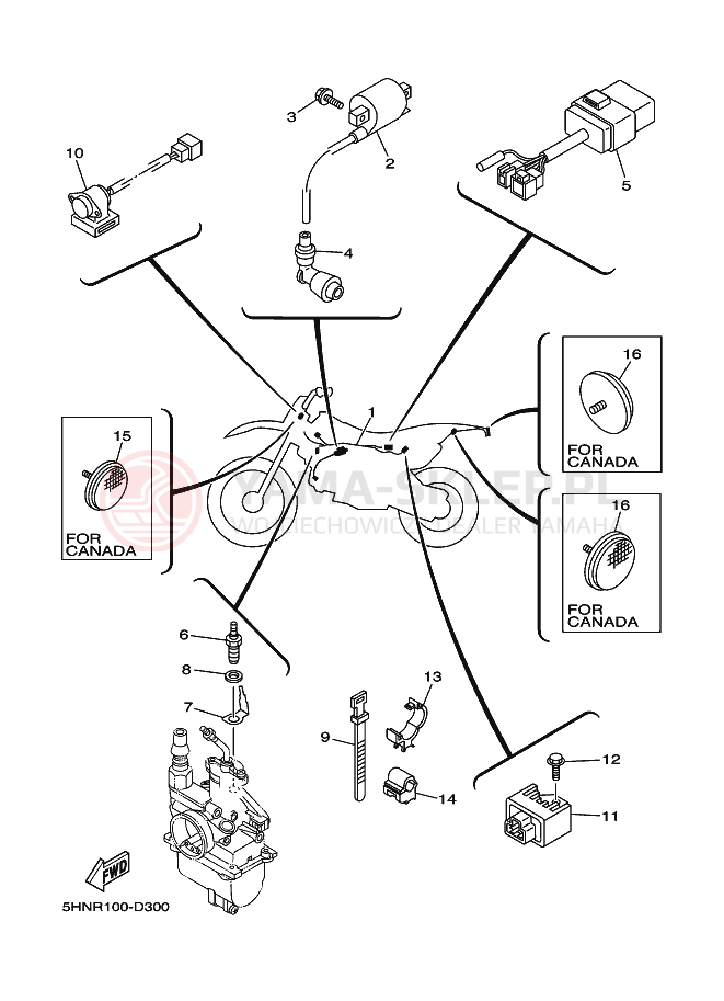 Schemat "układ elektryczny" do Yamaha TT-R90