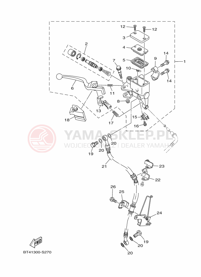 Schemat "Pompa hamulcowa przednia" do Yamaha YS125