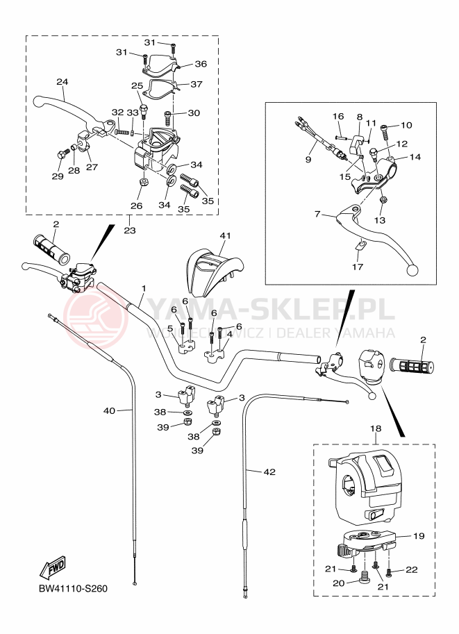 Schemat "Kierownica i osprzęt" do Yamaha YFZ50