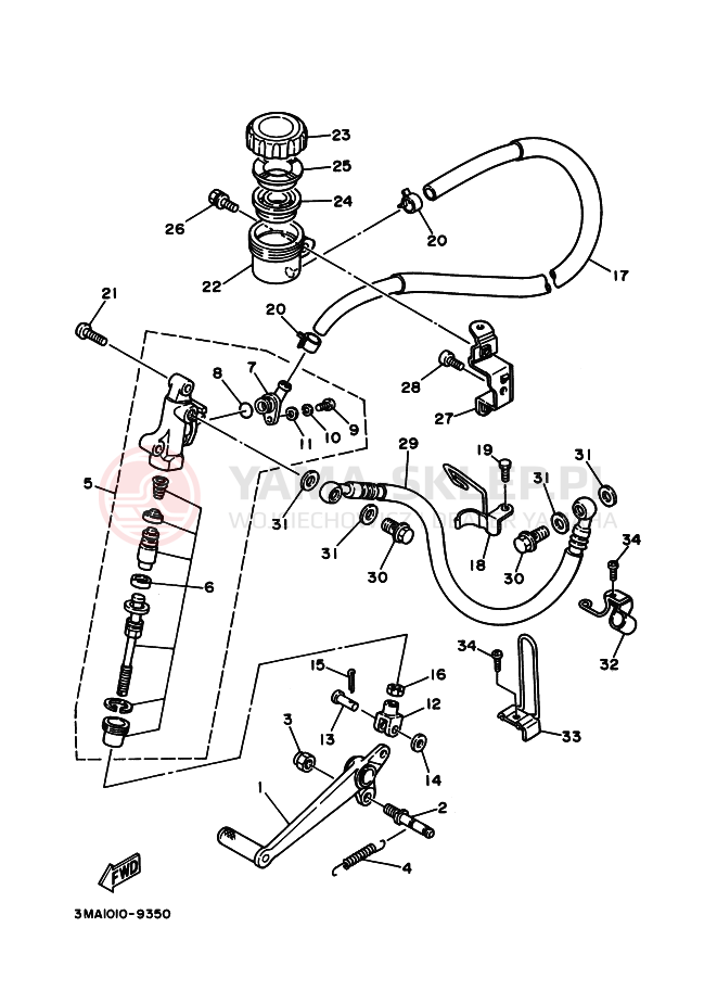 Schemat "Pompa hamulcowa tył" do Yamaha TZR250SP