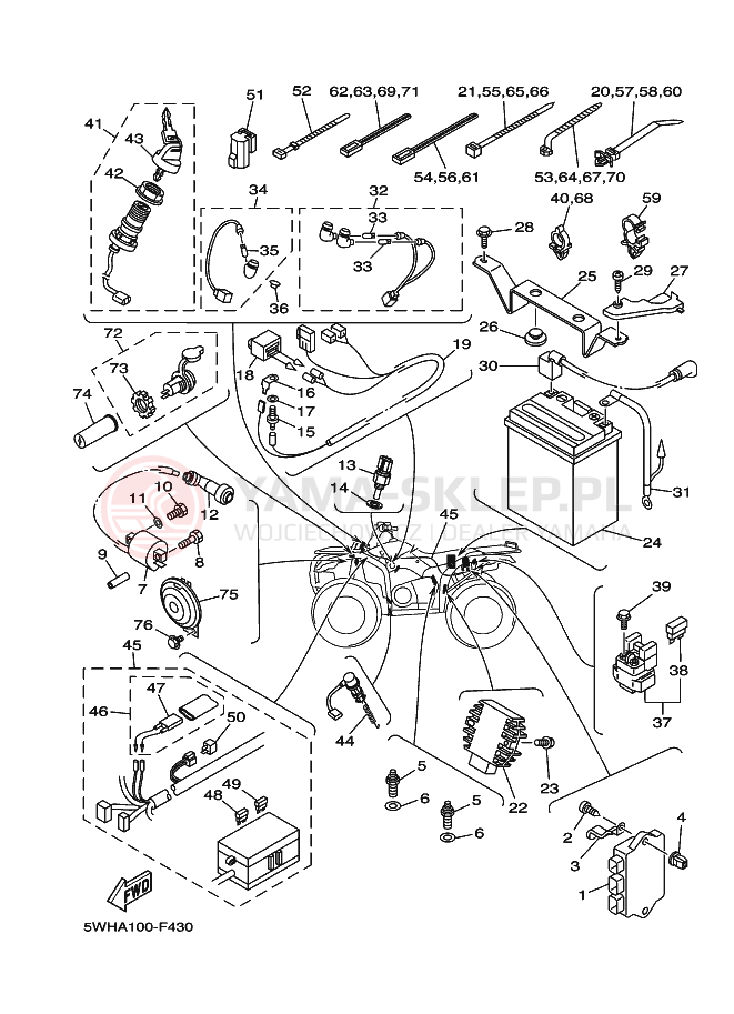 Schemat "układ elektryczny" do Yamaha GRIZZLY