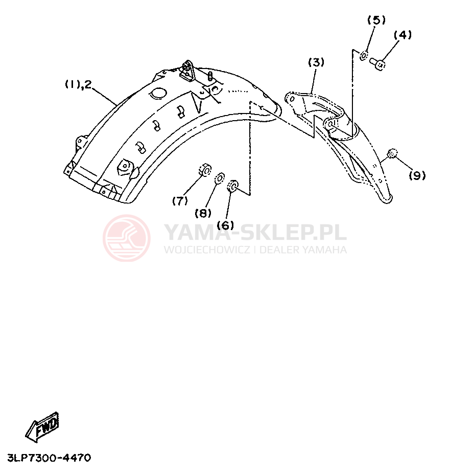 Schemat "Zawieszenie przód" do Yamaha XV1100 VIRAGO