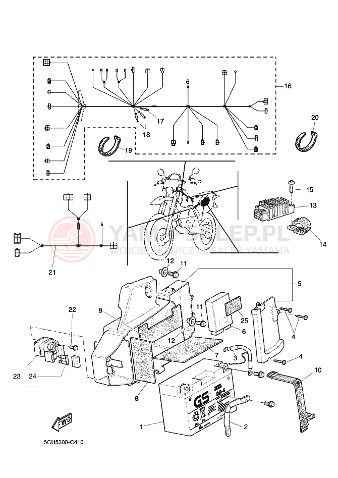 Schemat "układ elektryczny" do Yamaha TT600RE