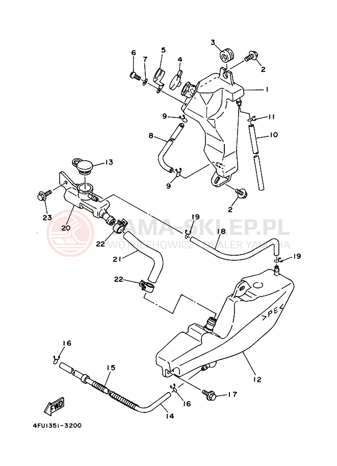 Schemat "ZBIORNIK OLEJU" do Yamaha TDR125