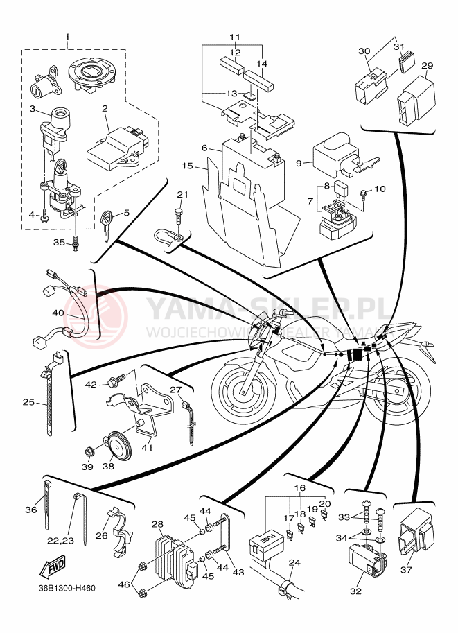 Schemat "układ elektryczny" do Yamaha XJ6
