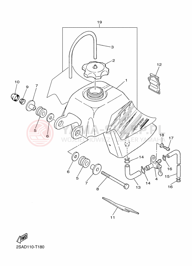Schemat "zbiornik paliwa" do Yamaha PW50