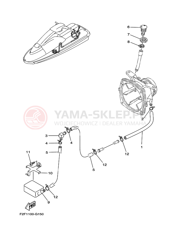 Schemat "HULL & DECK" do Yamaha SUPERJET