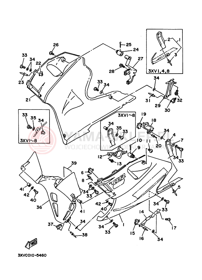 Schemat "elementy nadwozia" do Yamaha TZR250R