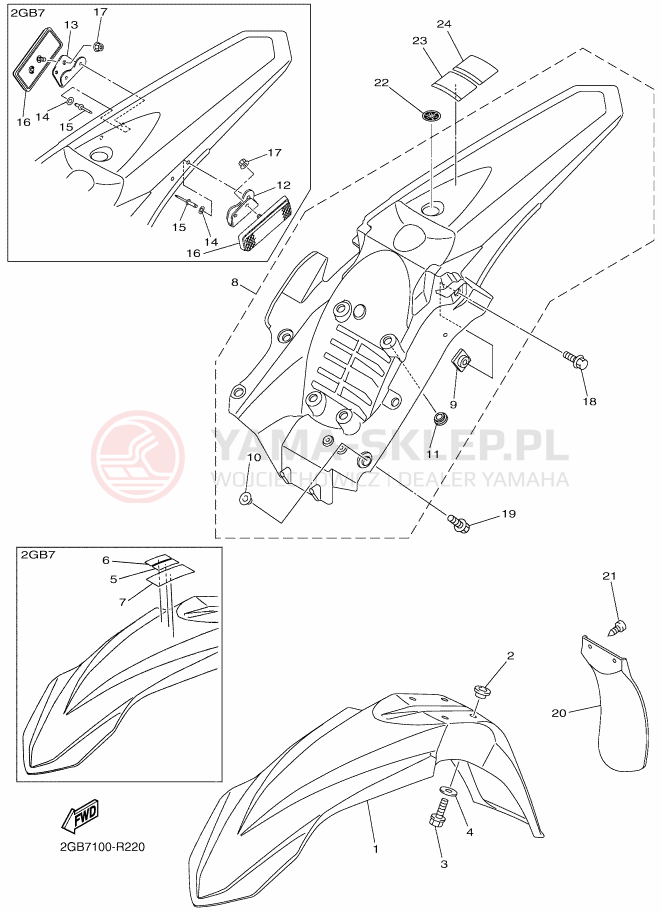 Schemat "błotnik" do Yamaha WR250F