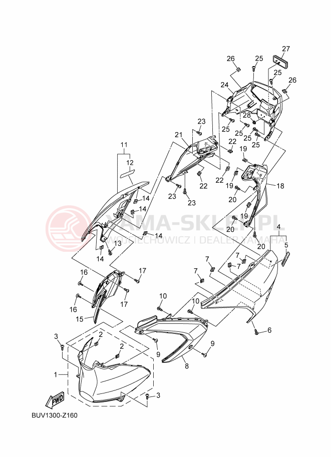 Schemat "Pokrywa boczna" do Yamaha RAYZR
