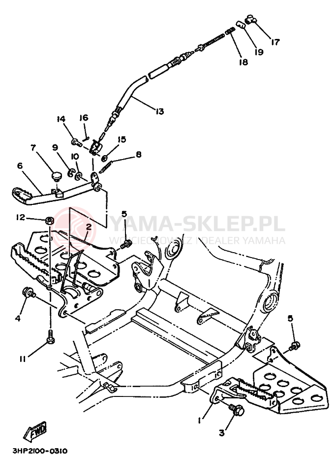 Schemat "Stopka postojowa i podnóżki" do Yamaha YFM350
