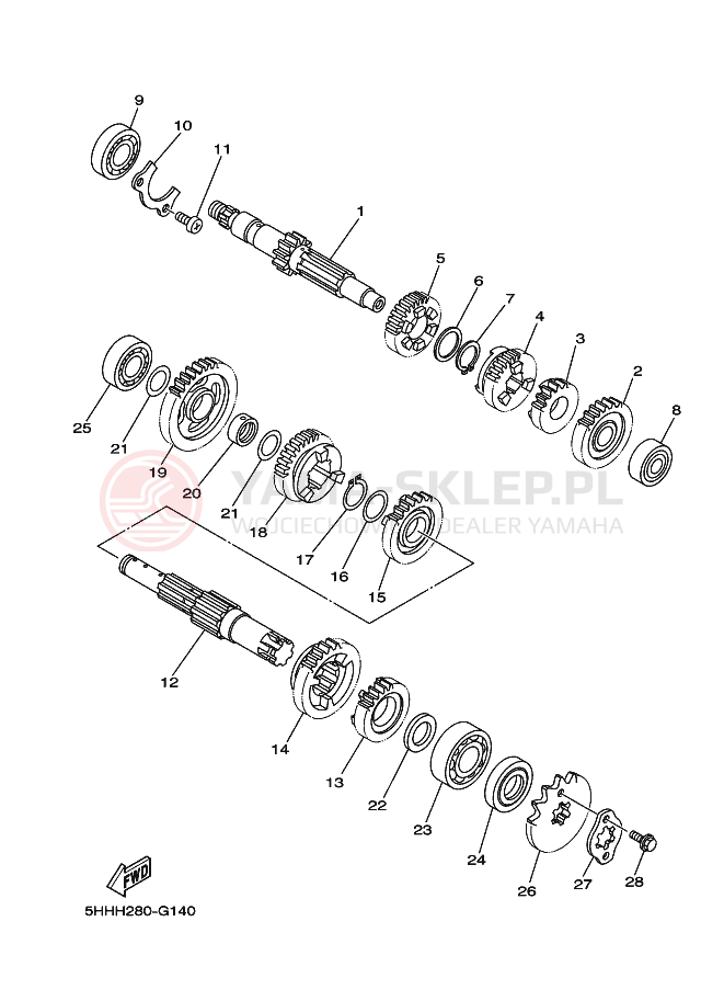 Schemat "Skrzynia biegów " do Yamaha TT-R125LWE