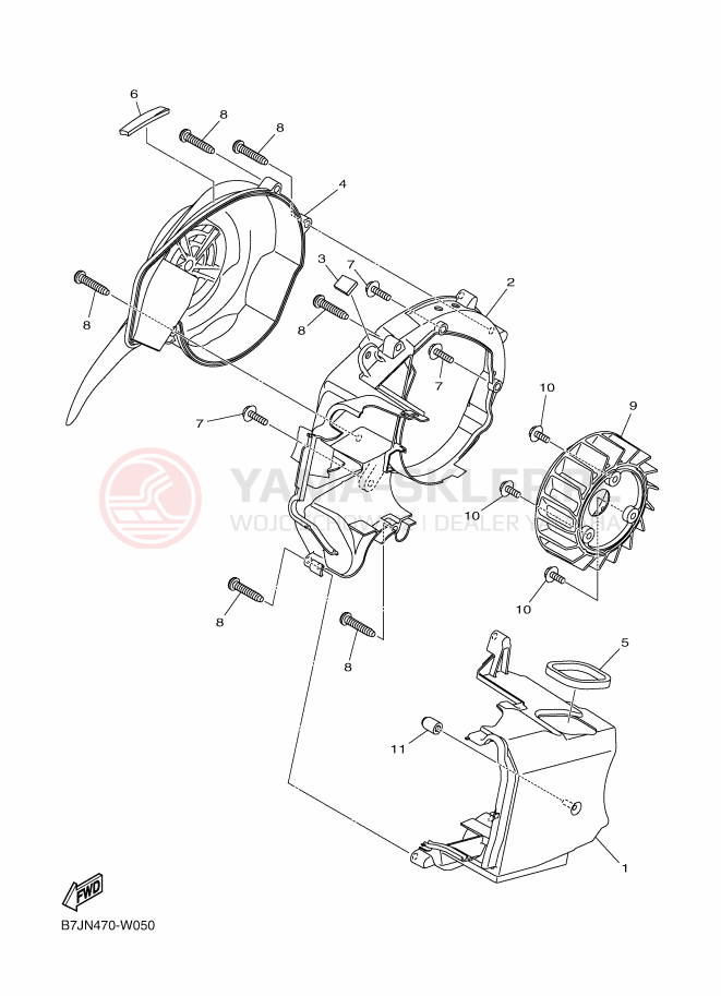 Schemat "POKRYWA I WENTYLATOR" do Yamaha RAYZR
