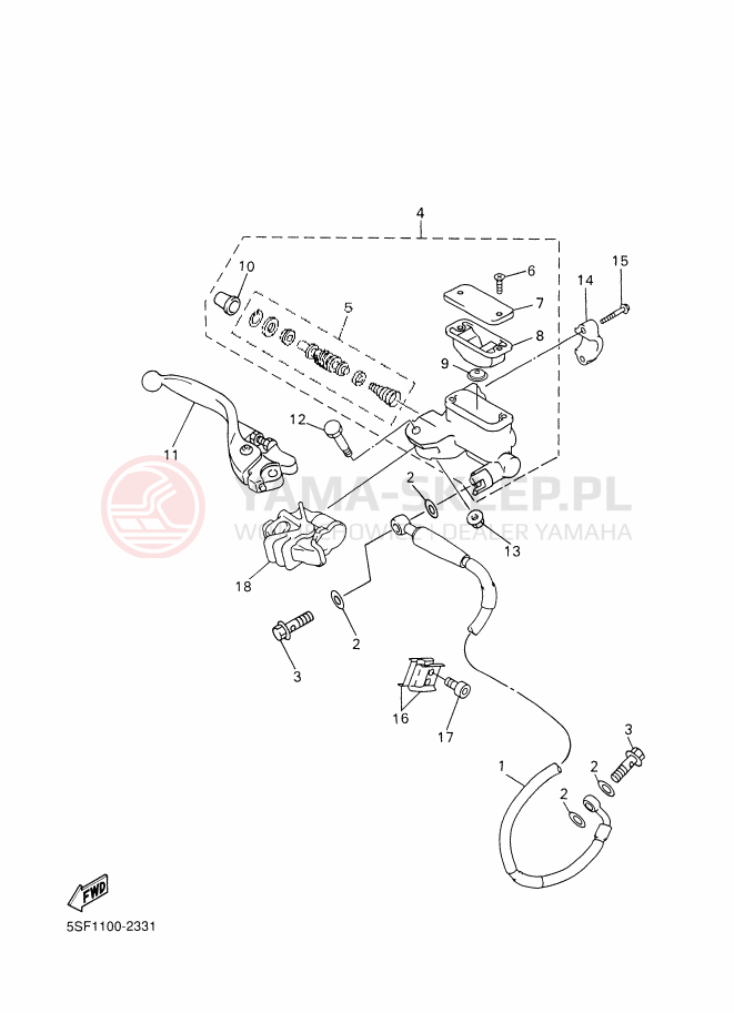 Schemat "Pompa hamulcowa przednia" do Yamaha YZ426F