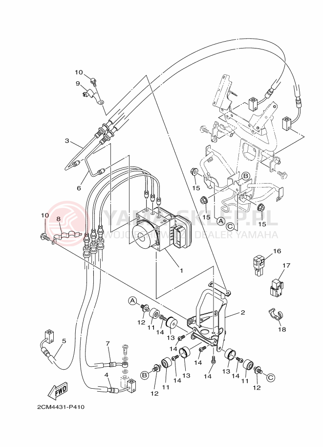 Schemat "SPRZĘT ELEKTRYCZNY 3" do Yamaha TRICITY 125