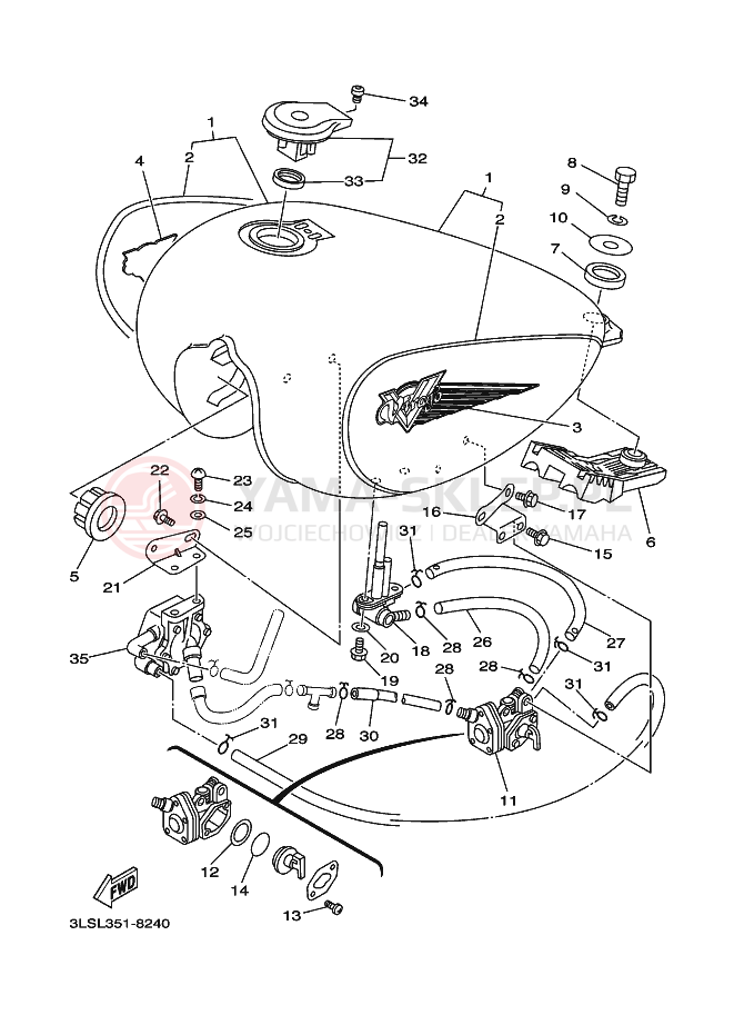Schemat "zbiornik paliwa" do Yamaha XV250S VIRAGO