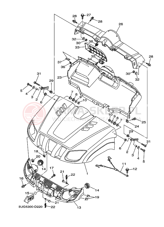 Schemat "PRZEDNI BŁOTNIK" do Yamaha RHINO