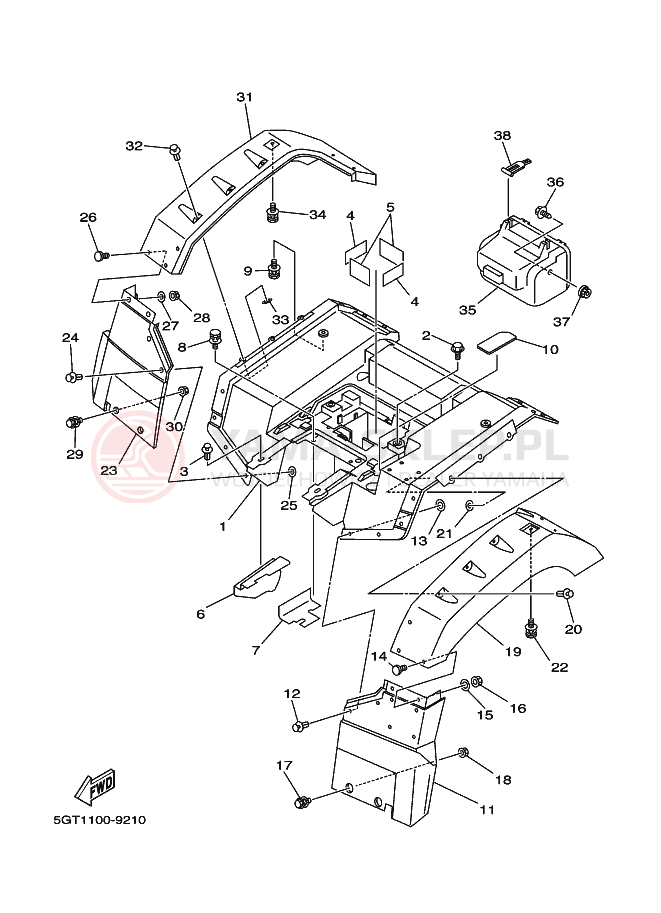 Schemat "Tylny błotnik" do Yamaha YFM600FWA