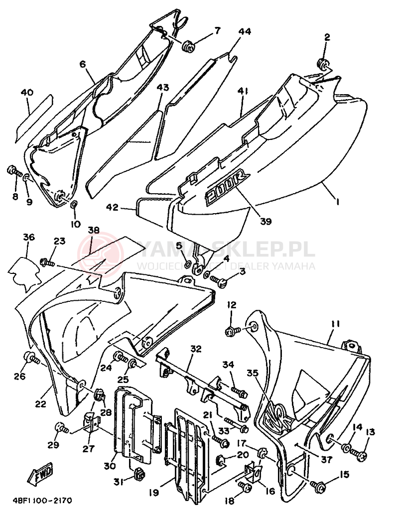 Schemat "Pokrywa boczna" do Yamaha WR200R