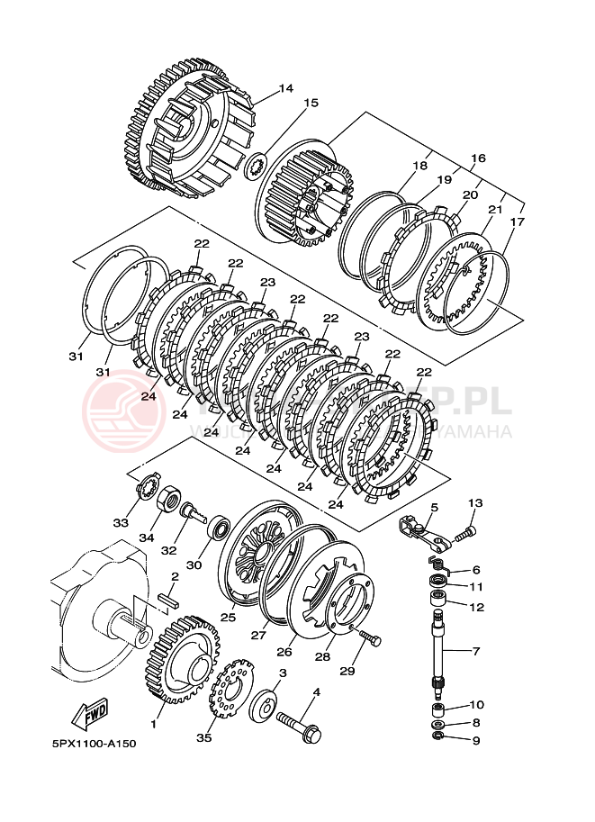 Schemat "sprzęgło" do Yamaha XV1700PC XV17PC XV17PCP ROAD STAR WARRIOR