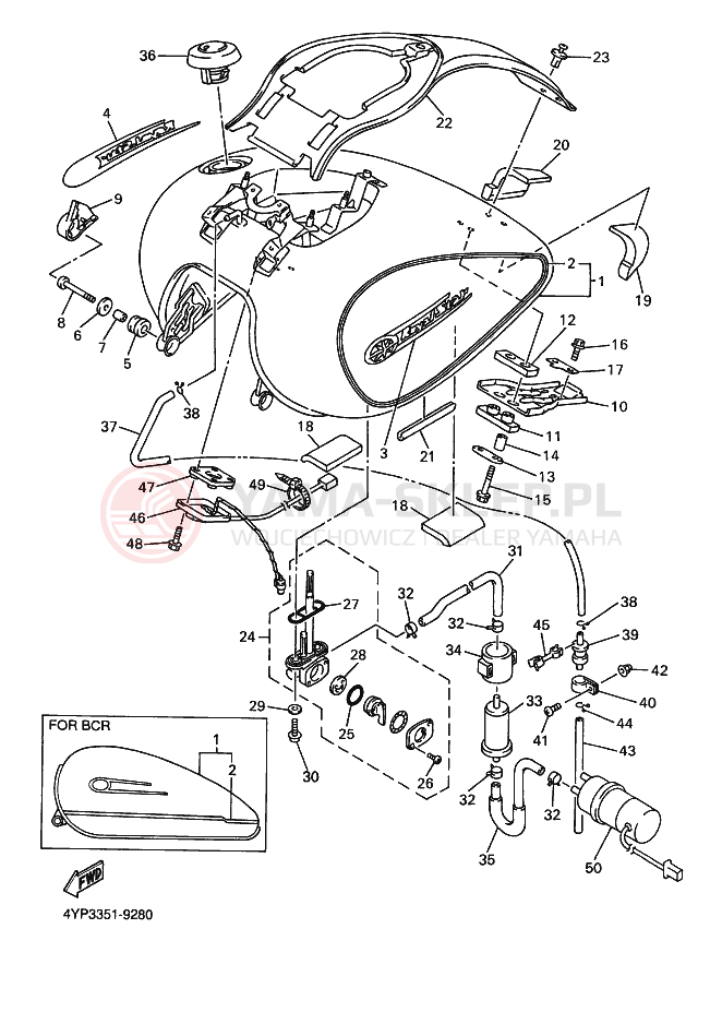 Schemat "zbiornik paliwa" do Yamaha XVZ1300A ROYALSTAR