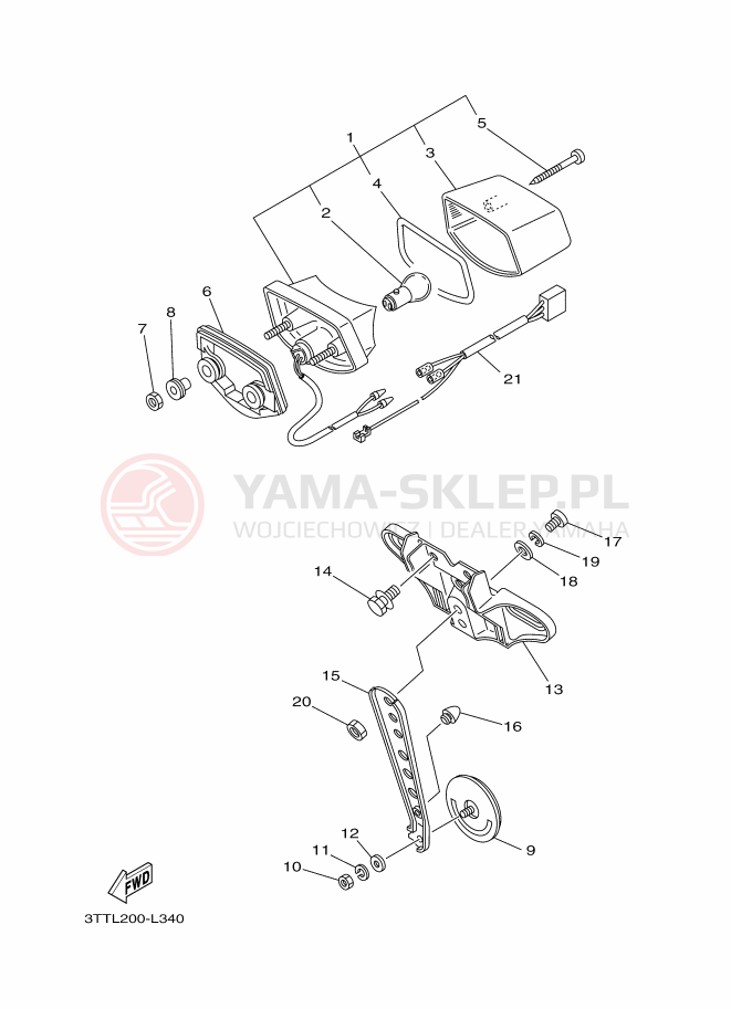 Schemat "lampa tył" do Yamaha DT125
