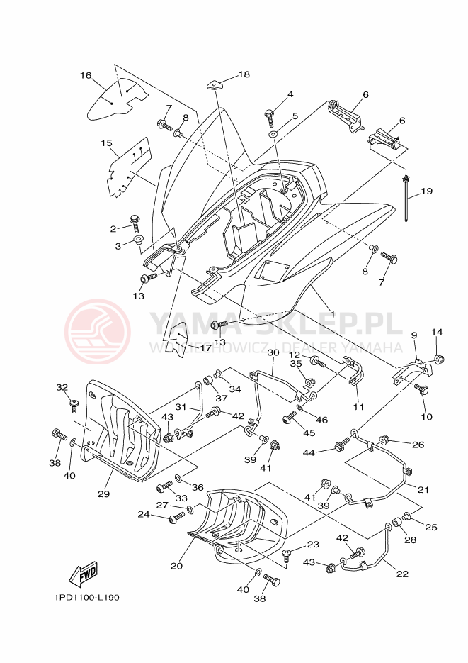 Schemat "TYLNY BŁOTNIK" do Yamaha YFZ450B