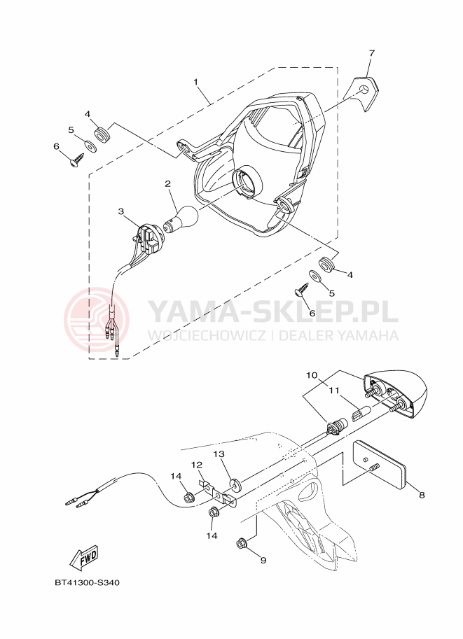 Schemat "Oświetlenie tył" do Yamaha YS125