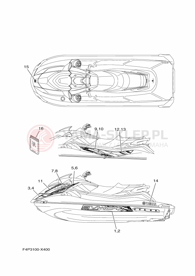 Schemat "Naklejki" do Yamaha GP1800A-X