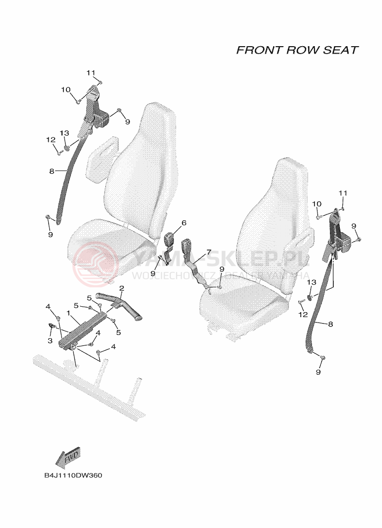 Schemat "siedzenie" do Yamaha YXF1000EW