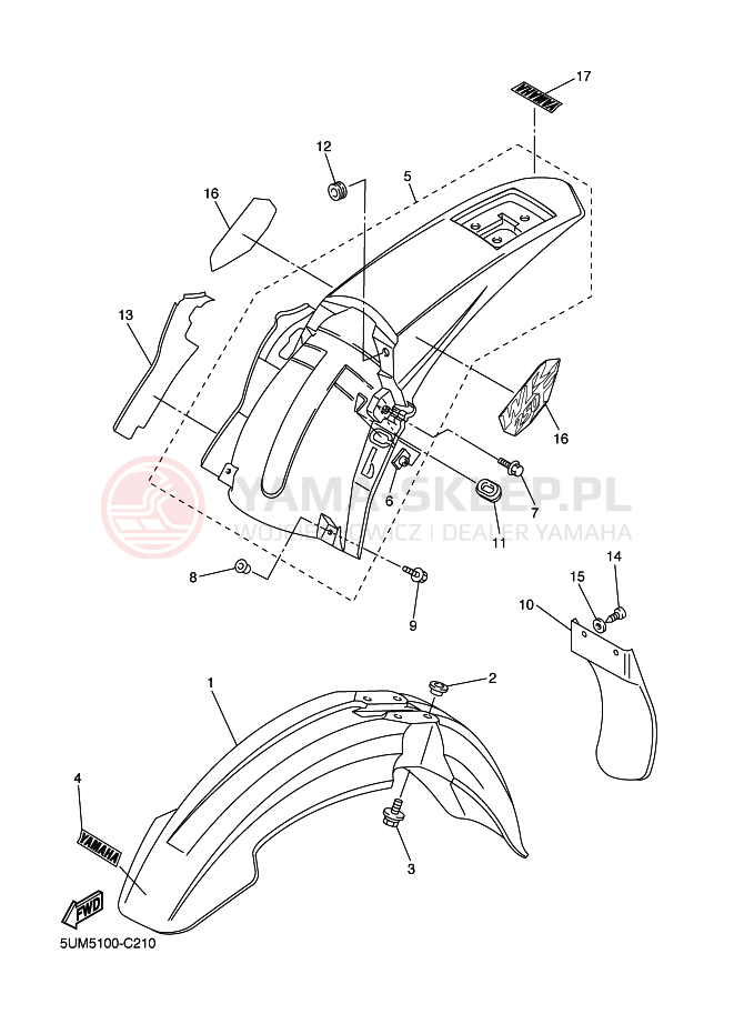 Schemat "błotnik" do Yamaha WR250F