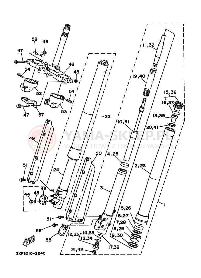 Schemat "Amortyzatory przód" do Yamaha DT200WR