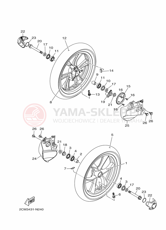 Schemat "Koło przód" do Yamaha TRICITY 125