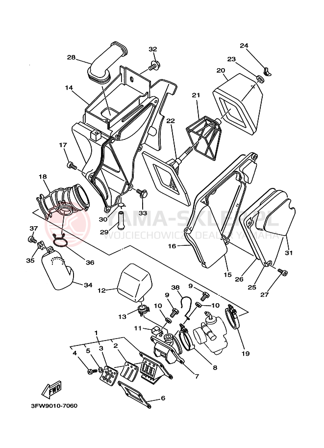 Schemat "Wtrysk paliwa" do Yamaha DT125R