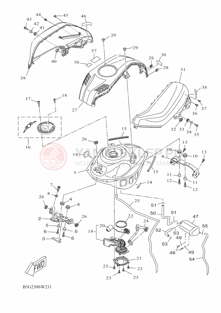 Schemat "zbiornik paliwa" do Yamaha YZF-R125