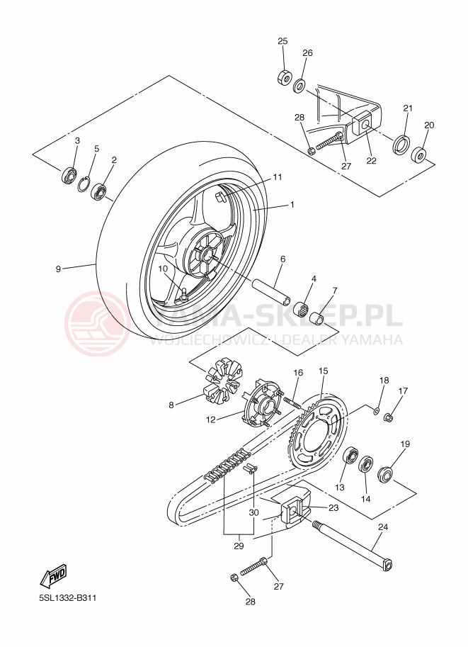 Schemat "Koło tył" do Yamaha YZF-R6