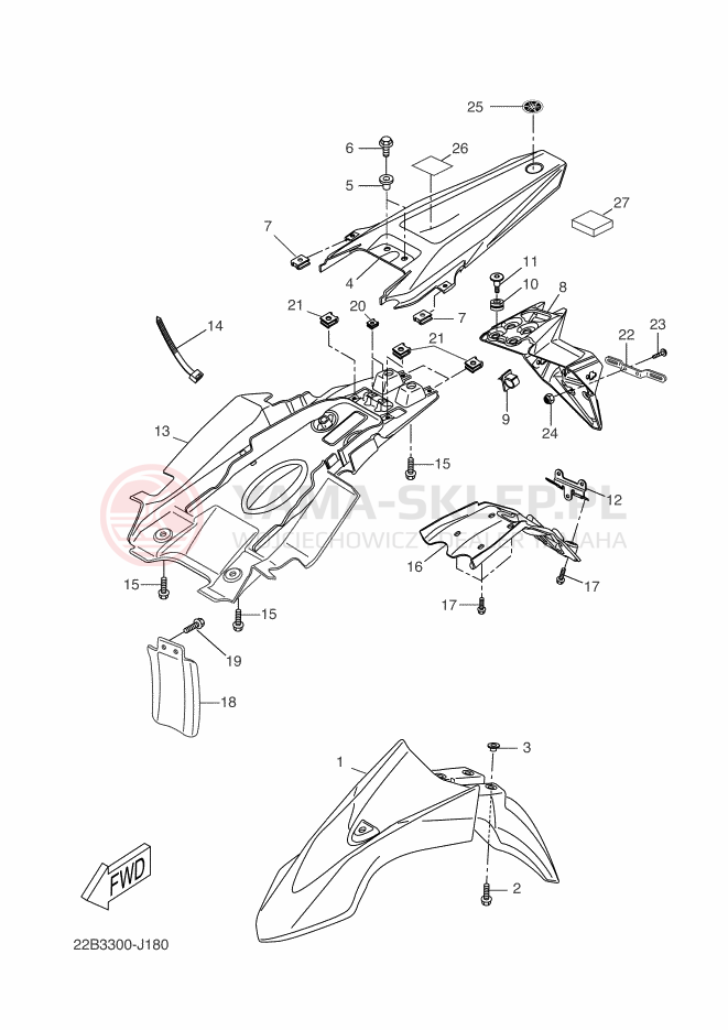 Schemat "błotnik" do Yamaha WR125R