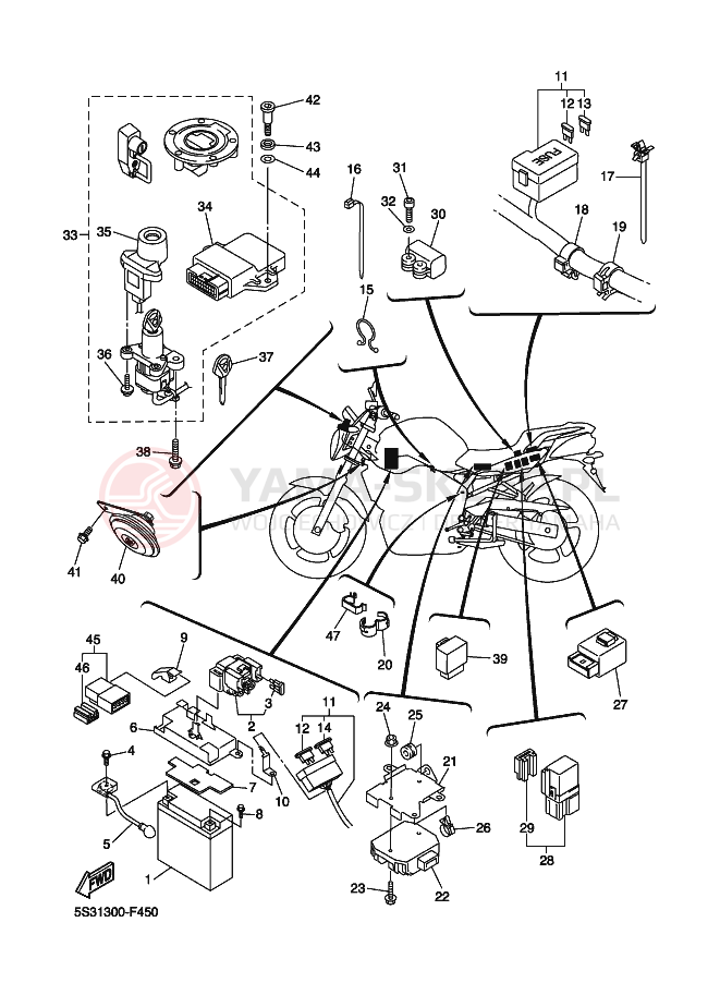 Schemat "układ elektryczny" do Yamaha FZ6-NAHG