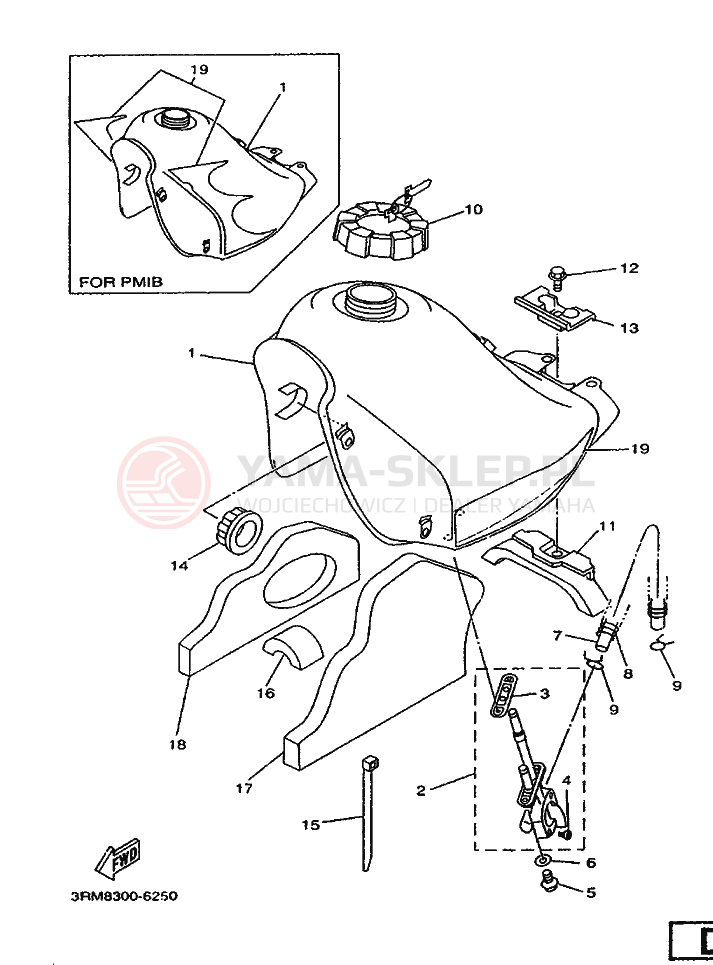 Schemat "zbiornik paliwa" do Yamaha DT125R