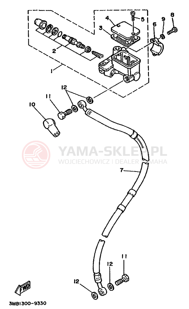 Schemat "Pompa hamulcowa przednia" do Yamaha DT125RE