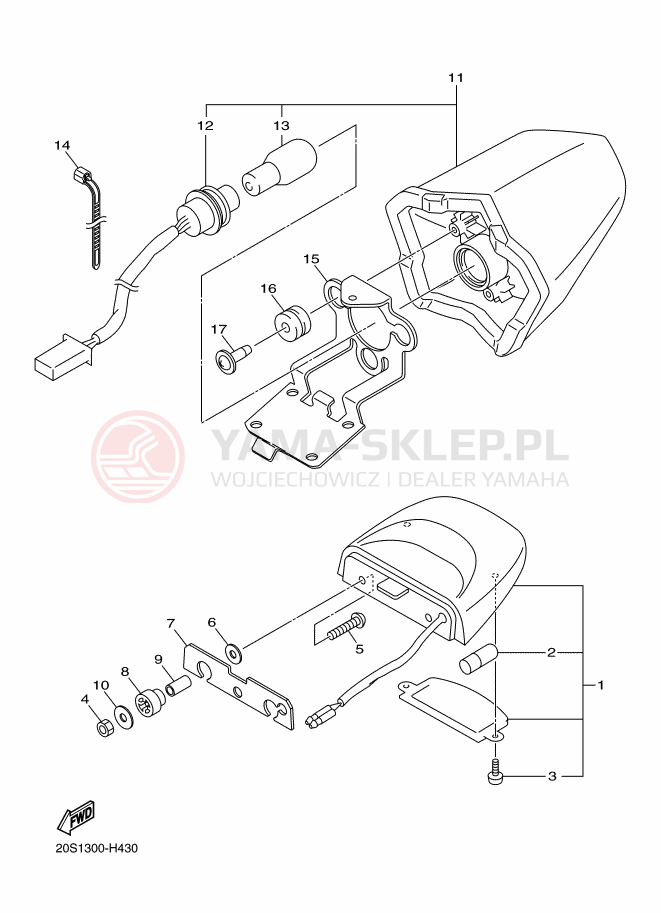 Schemat "Oświetlenie tył" do Yamaha XJ6