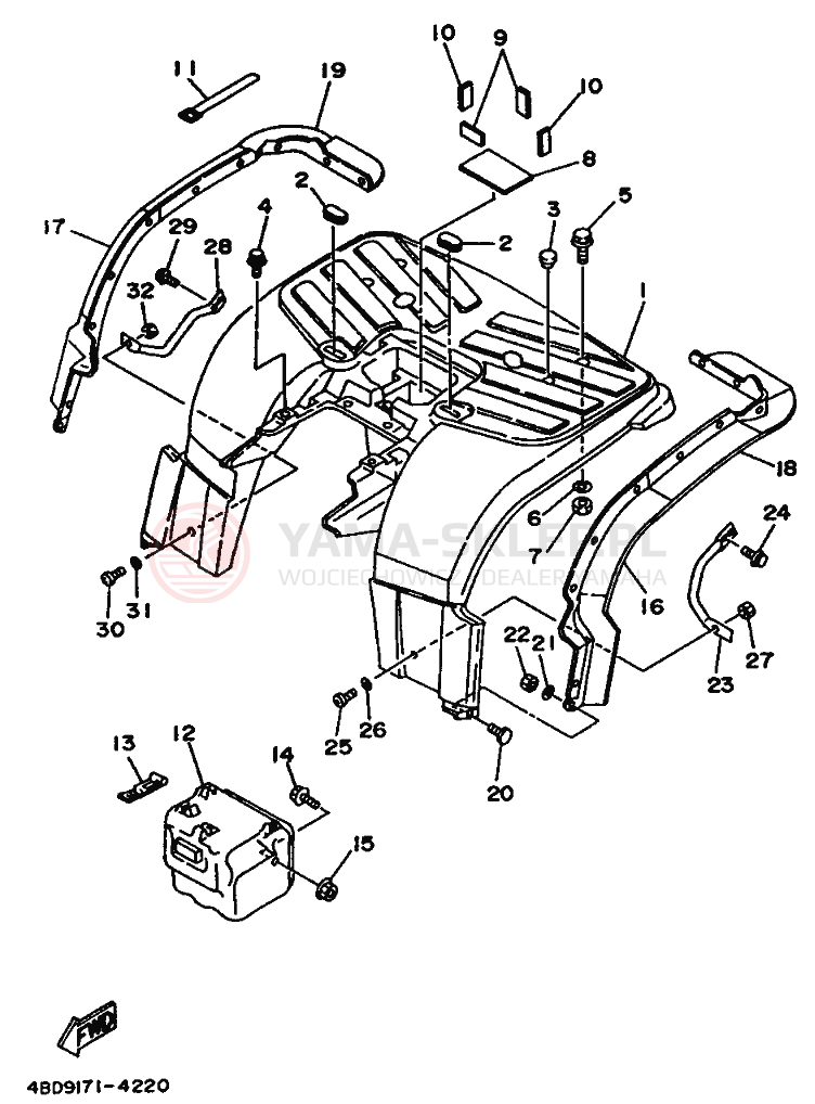 Schemat "Tylny błotnik" do Yamaha YFB250