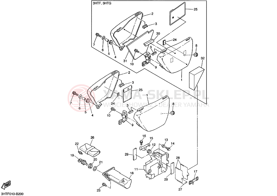 Schemat "Pokrywa boczna" do Yamaha SR400