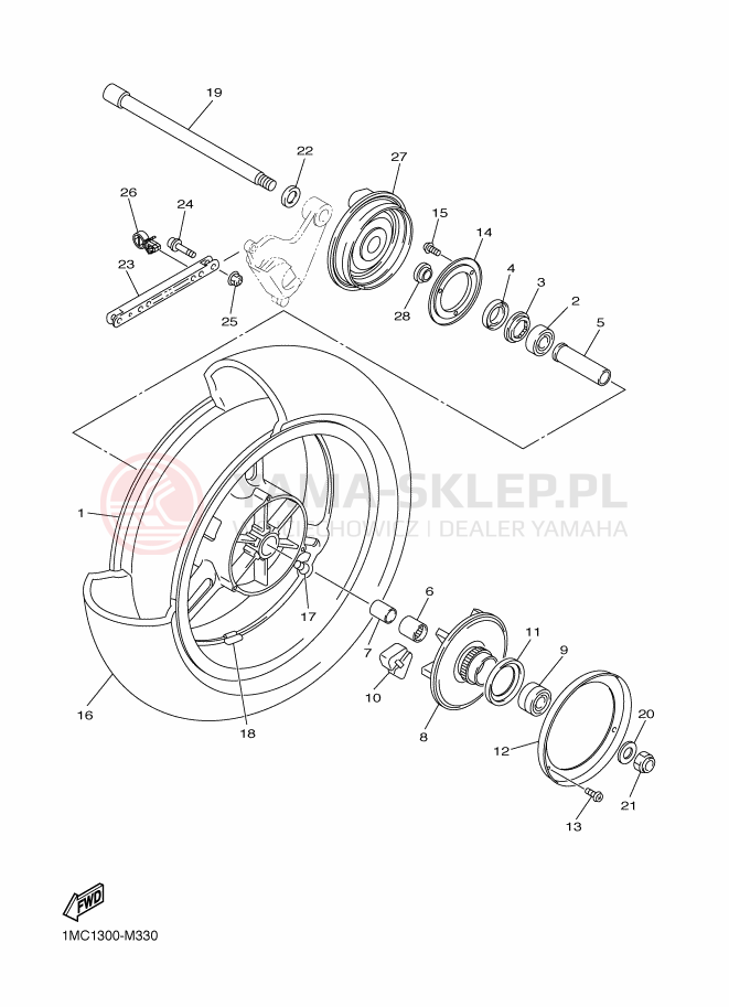 Schemat "Koło tył" do Yamaha FJR1300A
