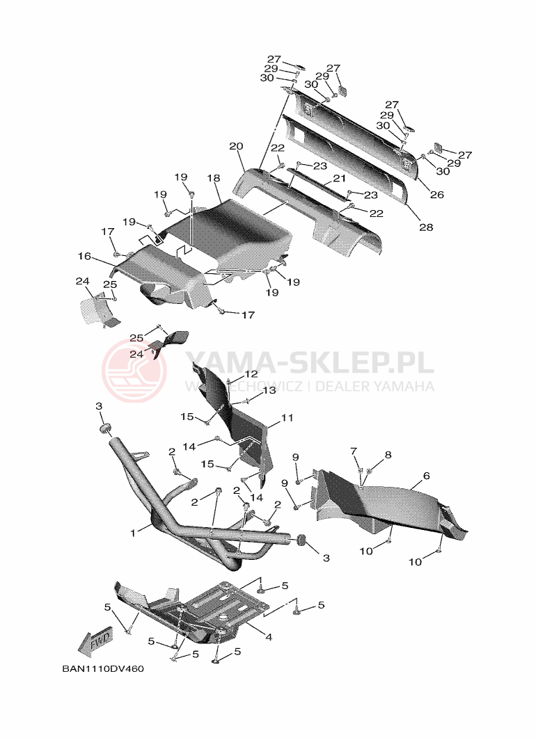 Schemat "osłona / stelaż" do Yamaha WOLVERINE X2 R-SPEC